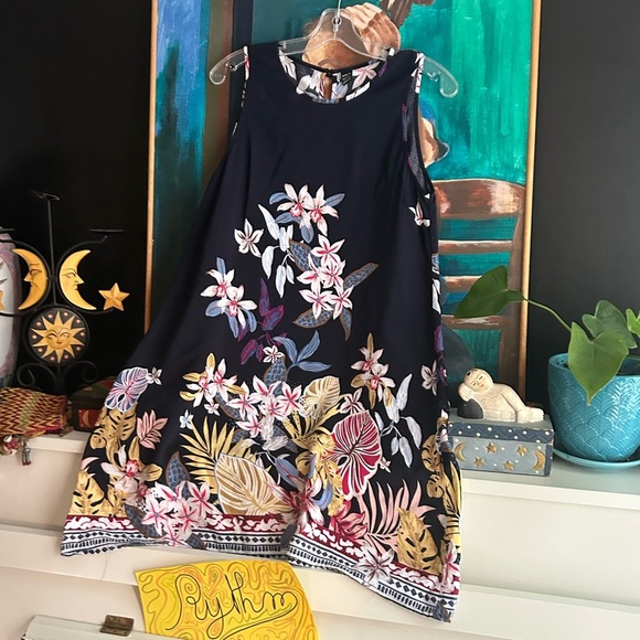 SHEIN Dark Blue Floral Mini Beach Dress Large - Picture 6 of 15